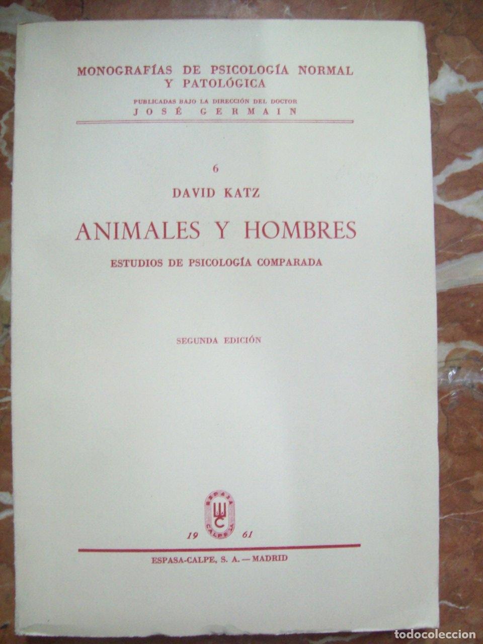 B&uuml;cher: Katz, David - ANIMALES Y HOMBRES. ESTUDIOS DE PSICOLOG&Iacute;A COMPARADA