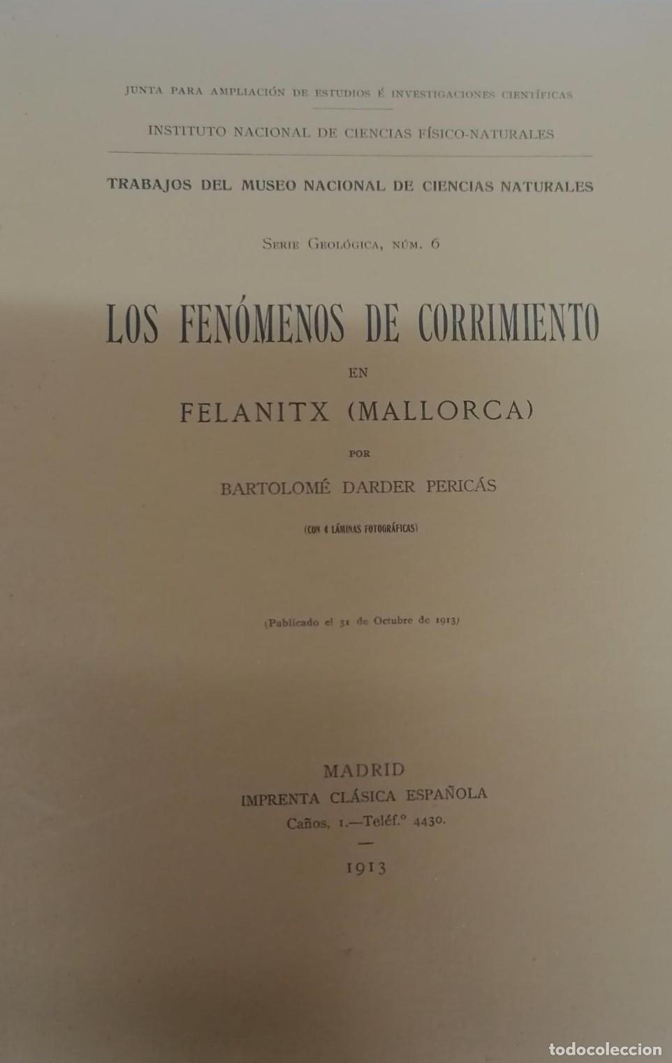 Libri di seconda mano: Darder Peric&aacute;s, Bartolom&eacute; - LOS FEN&Oacute;MENOS DE CORRIMIENTO EN FELANITX (MALLORCA)