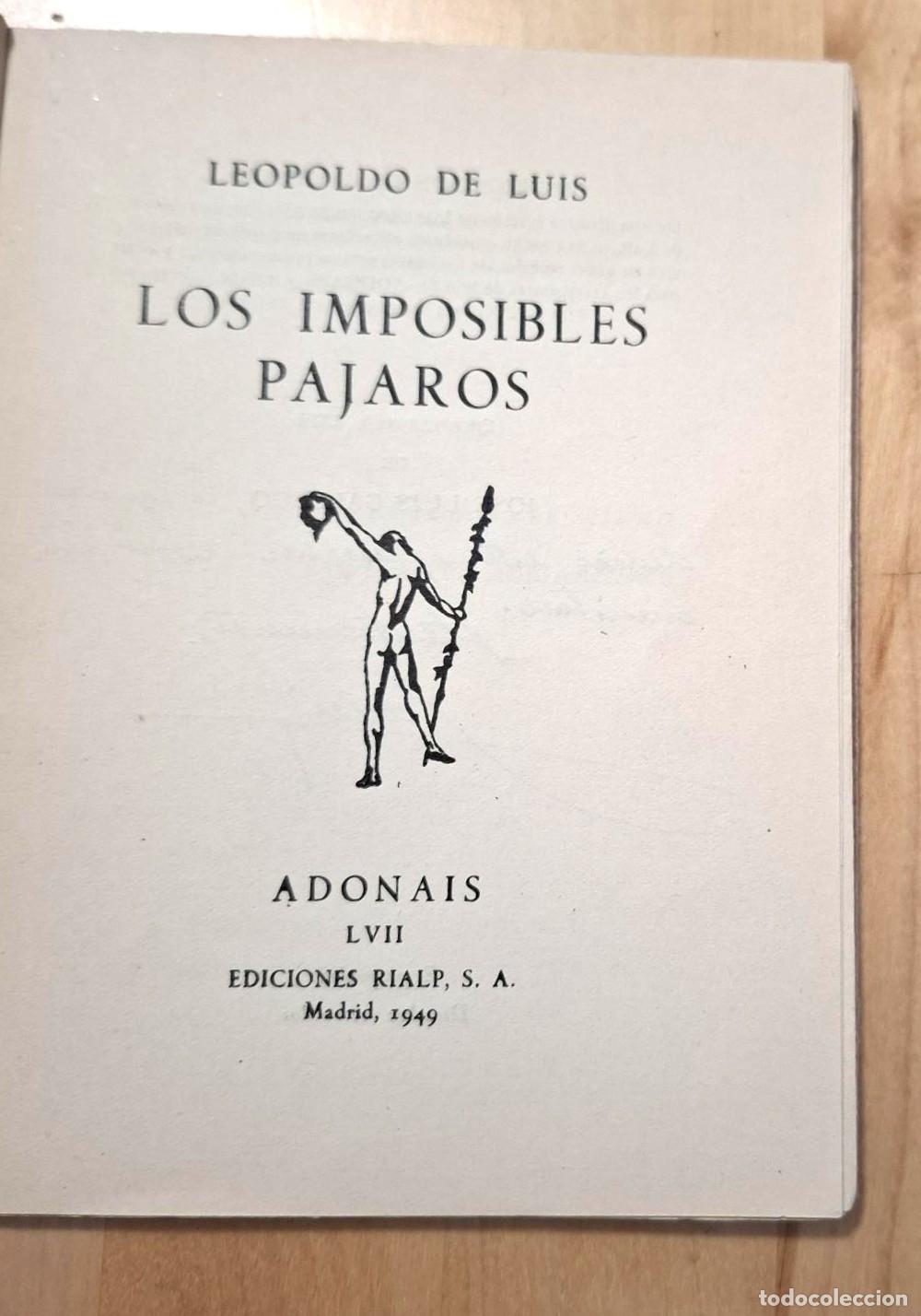 Libros: Leopoldo de Luis - LOS IMPOSIBLES P&Aacute;JAROS - Foto 4