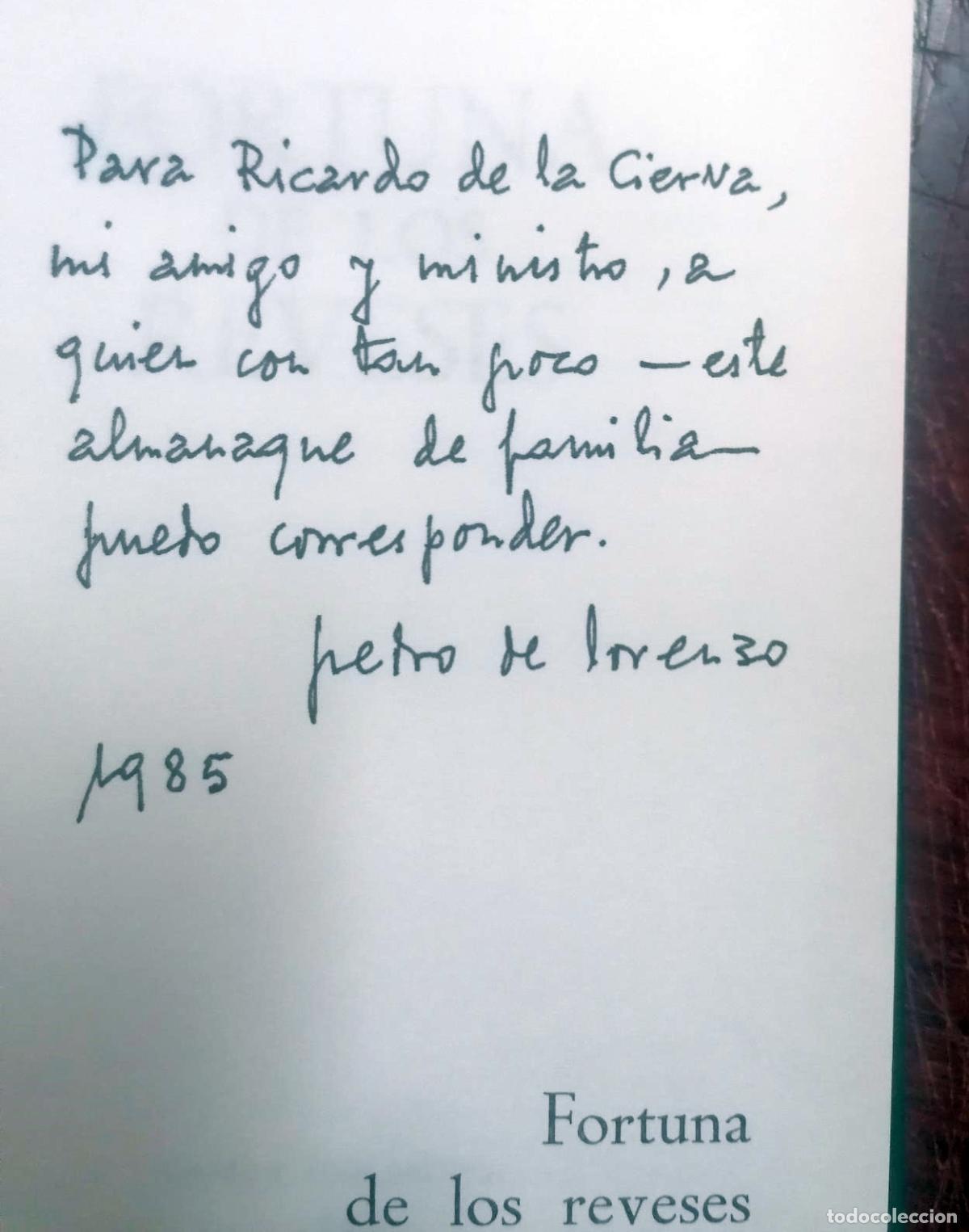 Libros: Pedro de Lorenzo - FORTUNA DE LOS REVESES - Foto 2