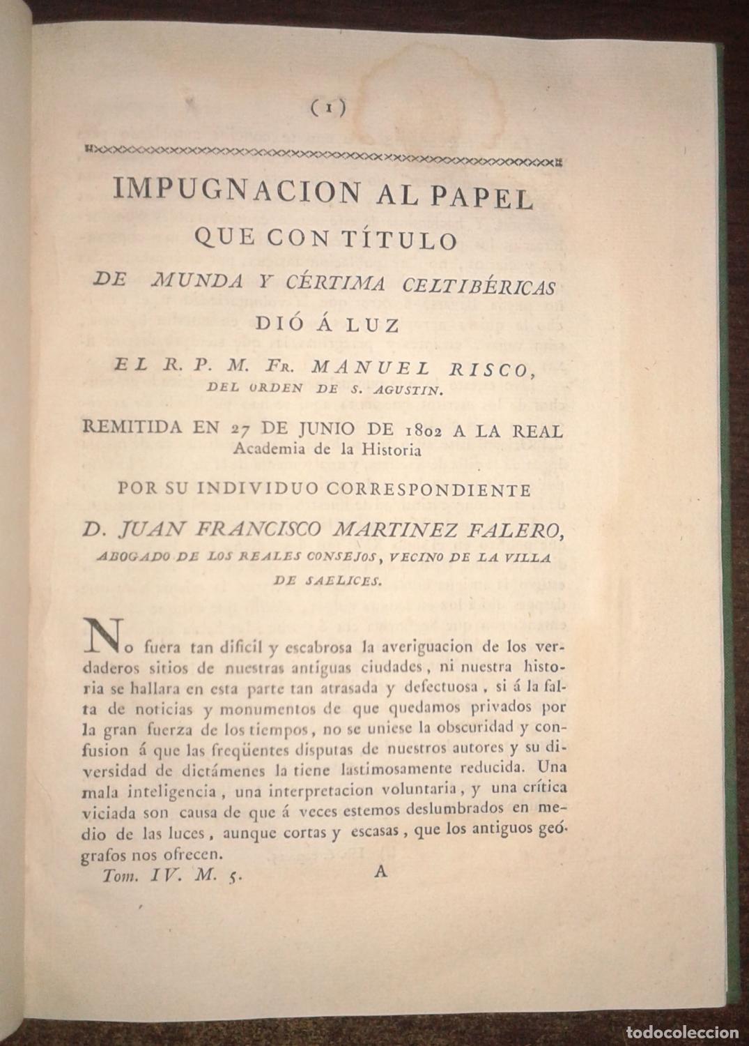 B&uuml;cher: Juan Francisco Martinez Falero - IMPUGNACION AL PAPEL QUE CON TITULO DE MUNDA Y CERTIMA CELTIBERICAS