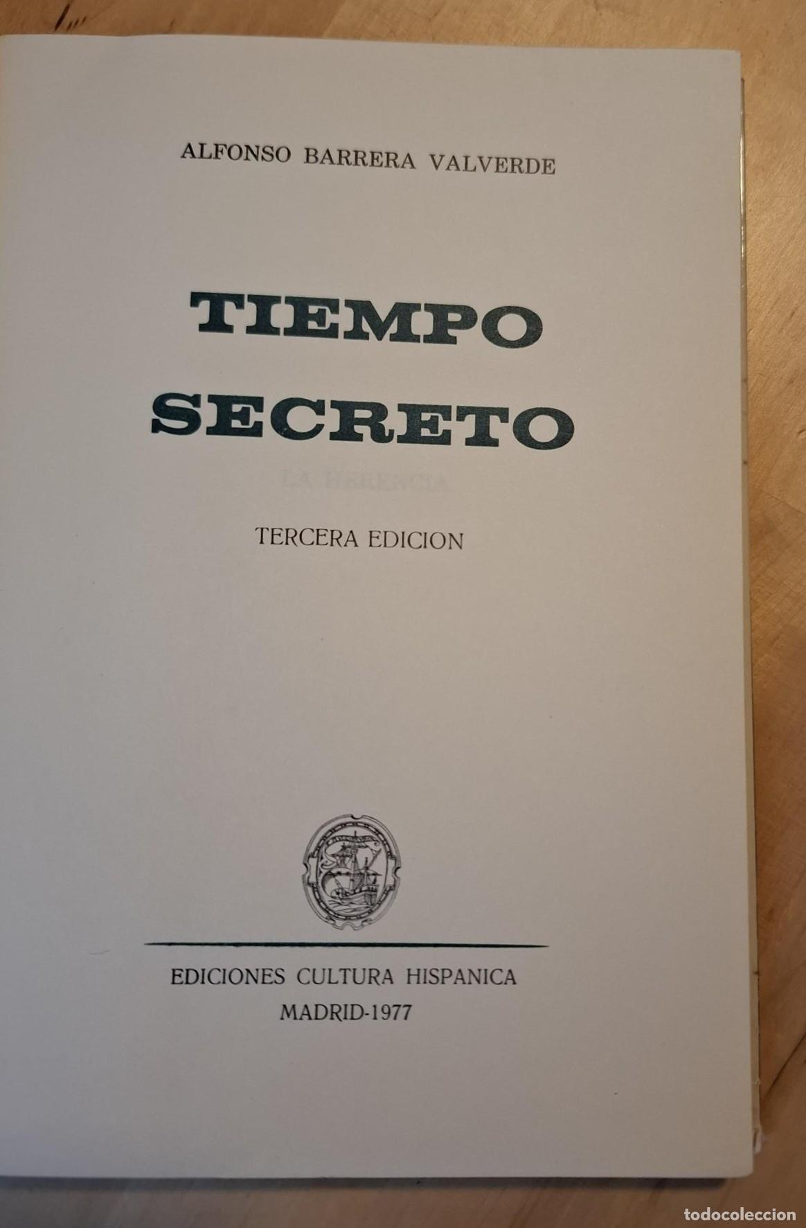 Libros: Alfonso Barrera Valverde - TIEMPO SECRETO - Foto 2