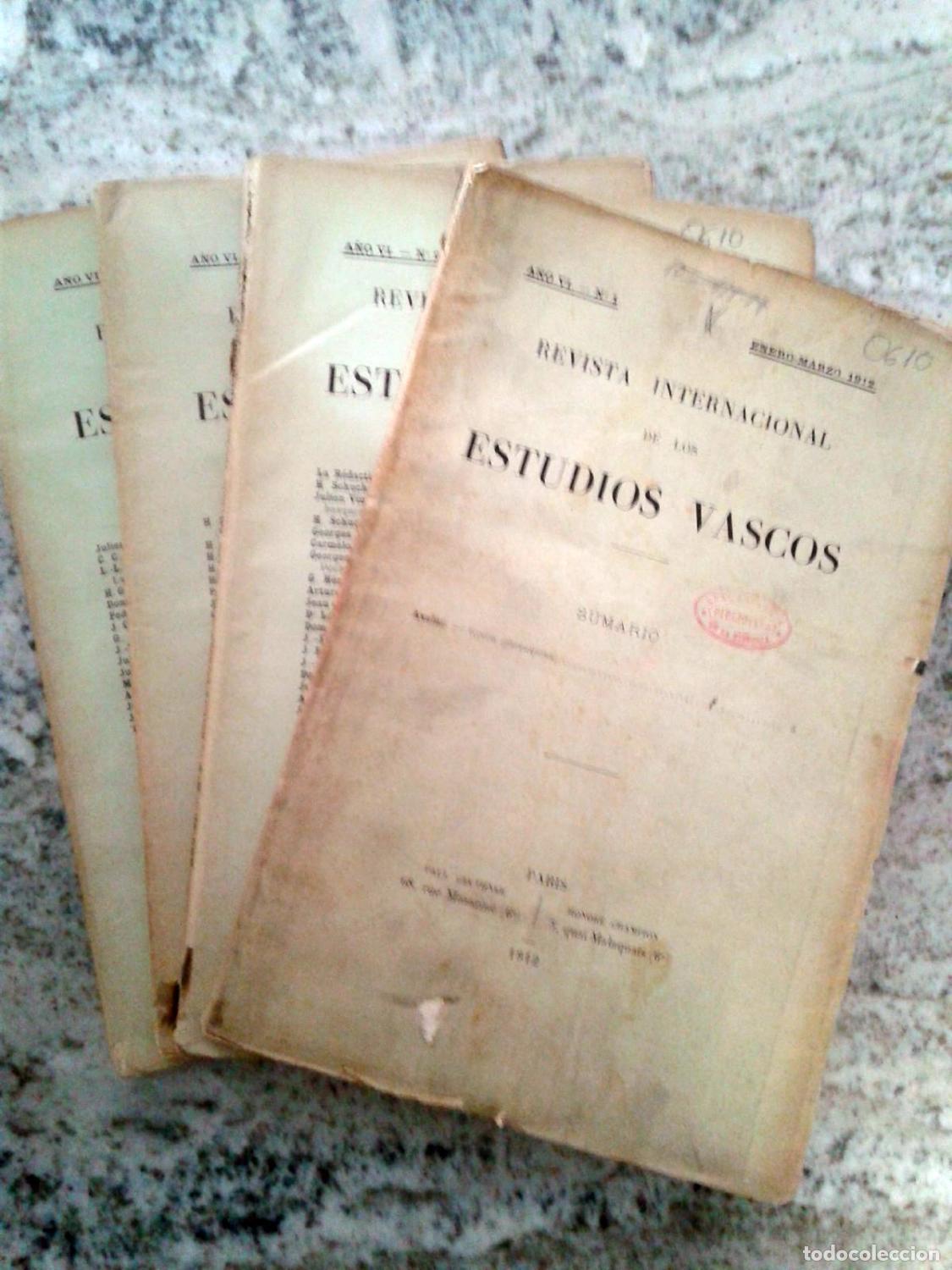 Libri di seconda mano: vvaa - REVISTA INTERNACIONAL DE LOS ESTUDIOS VASCOS. A&ntilde;o VI. N&ordm; 1, 2, 3 y 4. 1912. A&ntilde;o Completo