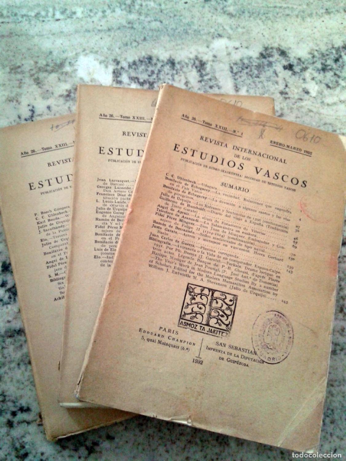 Libri di seconda mano: vvaa - REVISTA INTERNACIONAL DE LOS ESTUDIOS VASCOS. A&ntilde;o 26. Tomo XXIII. N&ordm; 1, 2, 3 y 4. A&ntilde;o 1932 co