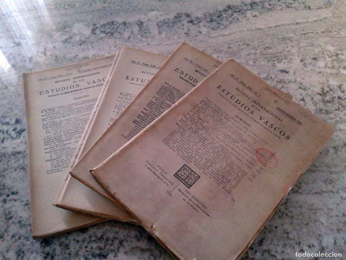 Libros: vvaa - REVISTA INTERNACIONAL DE LOS ESTUDIOS VASCOS. A&ntilde;o 28. Tomo XXV. n&ordm; 1, 2, 3 y 4. A&ntilde;o 1934 comp