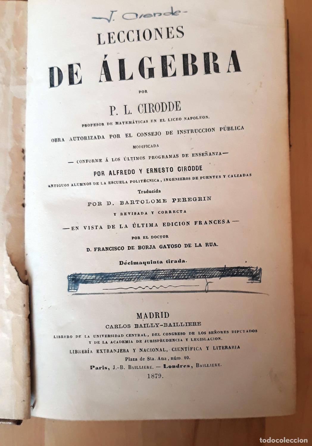 Libros: P. L. Cirodde - LECCIONES DE &Aacute;LGEBRA - Foto 4