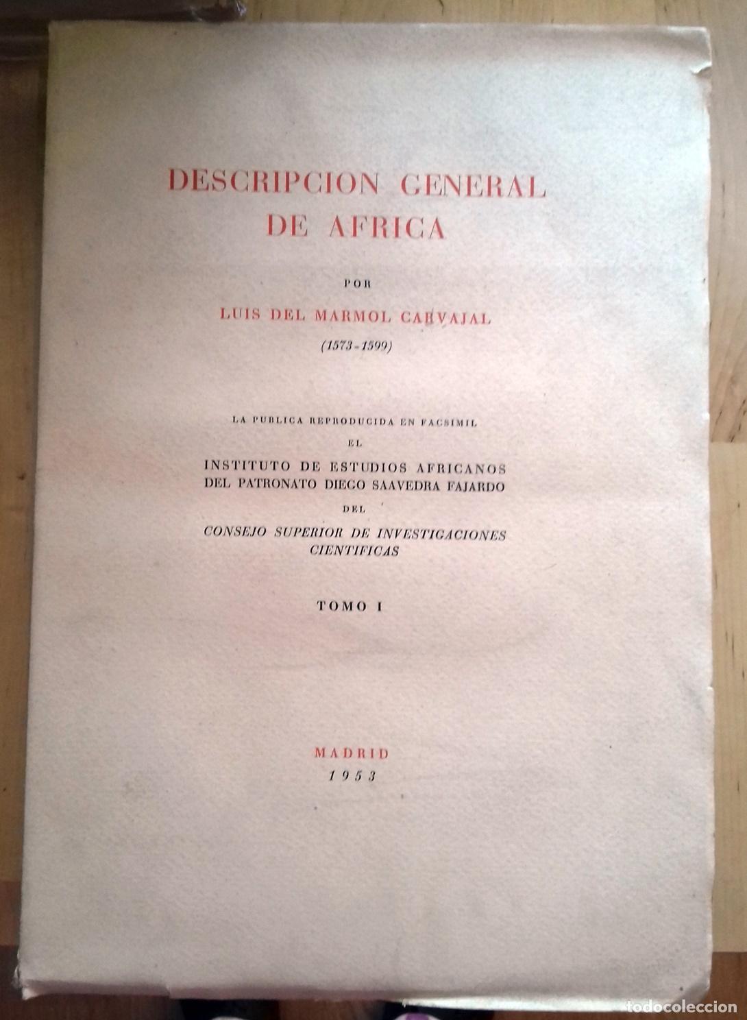 Livros em segunda m&atilde;o: Luis del Marmol Carvajal - DESCRIPCI&Oacute;N GENERAL DE &Aacute;FRICA. Tomo I (&uacute;nico publicado)