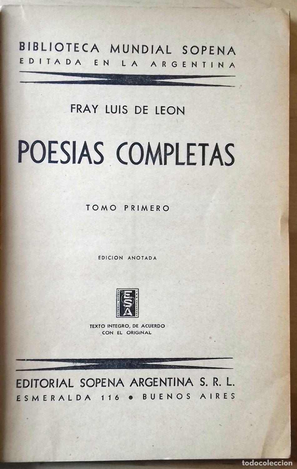 Libros: Fray Luis de Le&oacute;n - POES&Iacute;AS COMPLETAS. 2 tomos - Foto 2