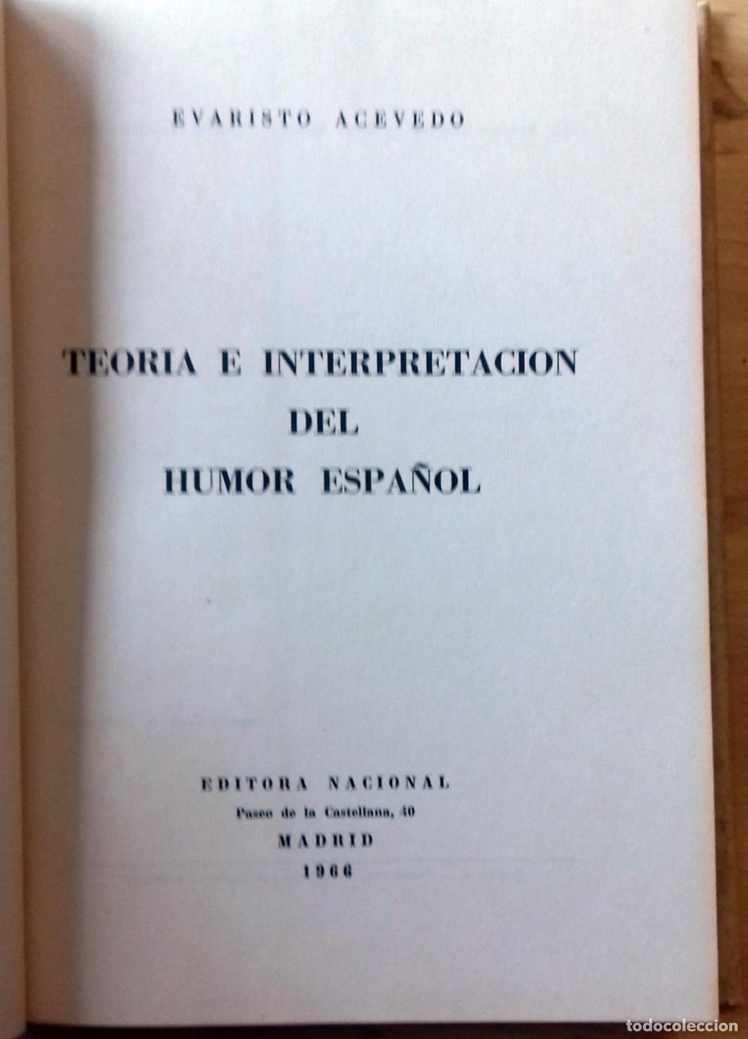 Libros: Evaristo Acevedo - TEOR&Iacute;A E INTERPRETACI&Oacute;N DEL HUMOR ESPA&Ntilde;OL - Foto 2