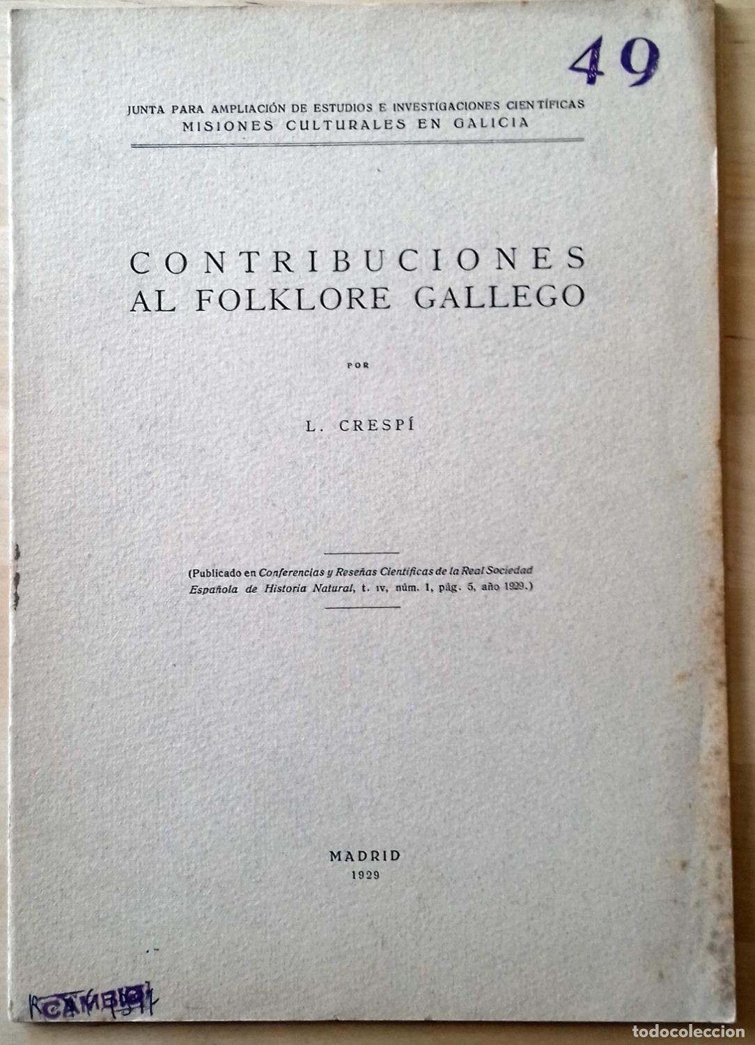 B&uuml;cher: L. Cresp&iacute; - CONTRIBUCIONES AL FOLKLORE GALLEGO