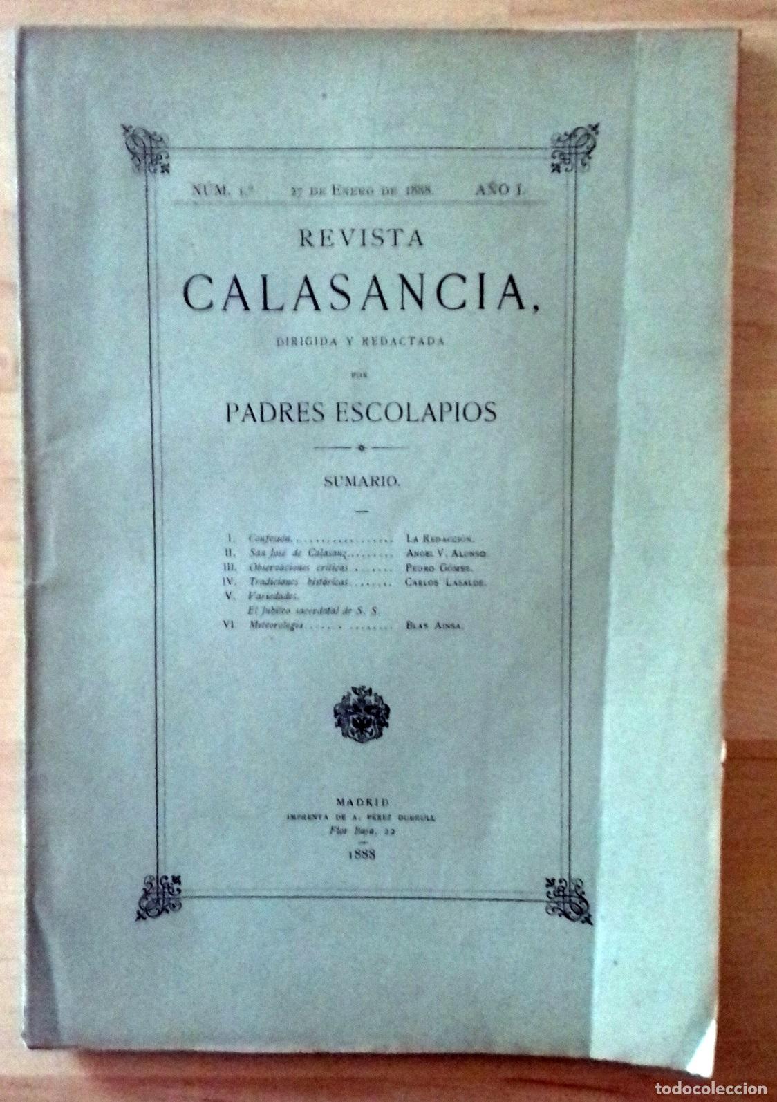 books: VV.AA. - REVISTA CALASANCIA N&ordm; 1 A&Ntilde;O I. 27 DE ENERO DE 1888