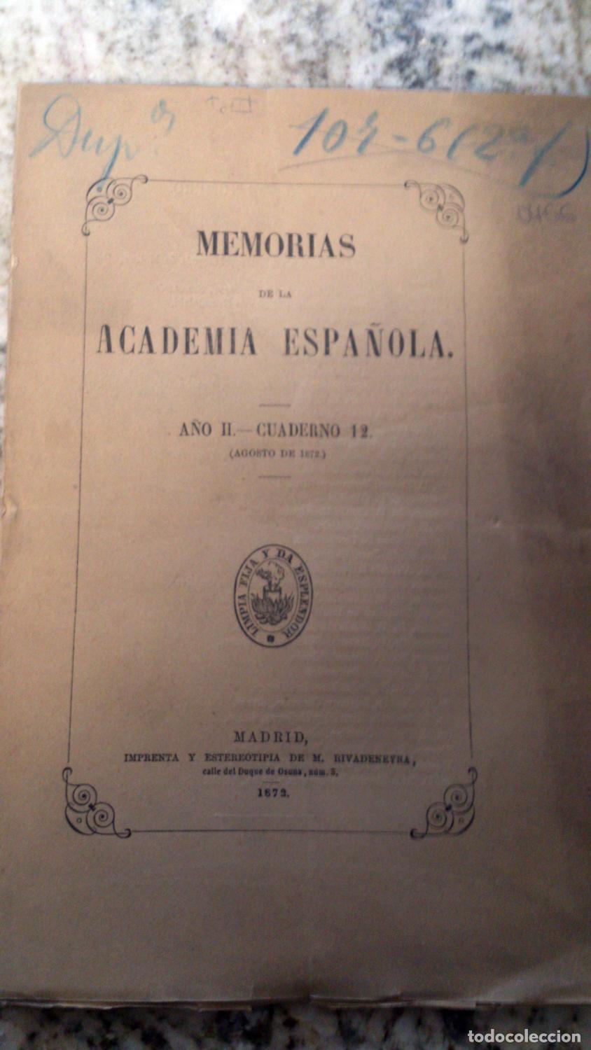Livres: vvaa - MEMORIAS DE LA ACADEMIA ESPA&Ntilde;OLA. A&ntilde;o I. Mes de Septiembre. Cuaderno 3. 1870