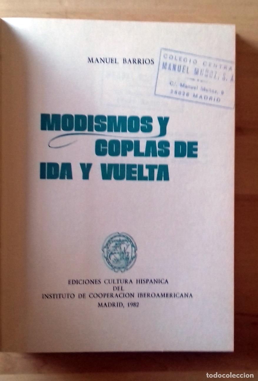 Libros: Manuel Barrios - MODISMOS Y COPLAS DE IDA Y VUELTA - Foto 2