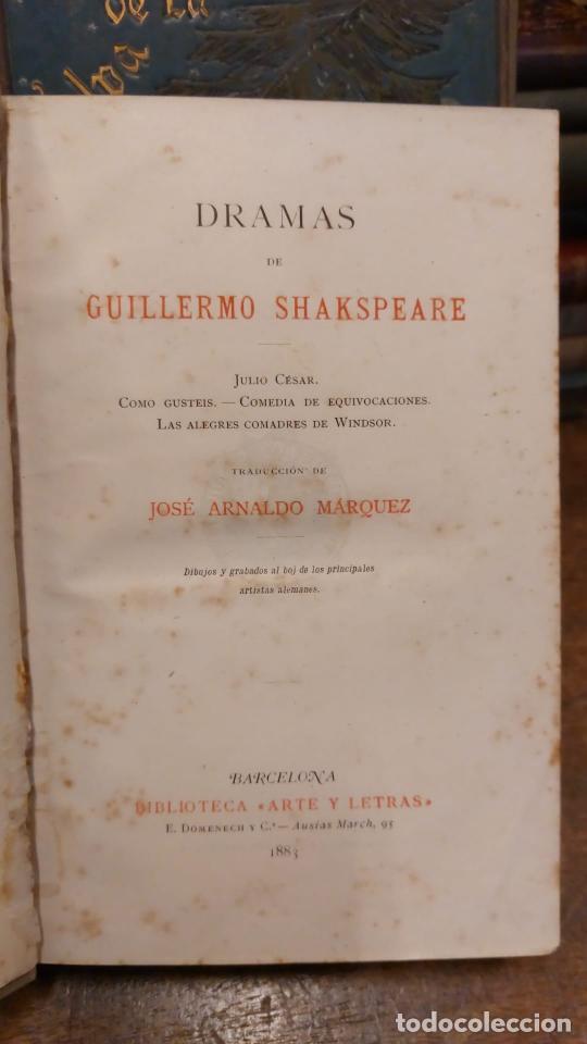 Libros: DRAMAS DE GUILLERMO SHAKESPEARE. Julio Cesar, Como Gust&eacute;is, Comedia de Equivocaciones, Las Alegres - Foto 2