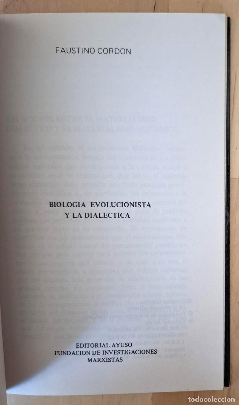 Libros: Faustino Cord&oacute;n - BIOLOG&Iacute;A EVOLUCIONISTA Y LA DIAL&Eacute;CTICA - Foto 2