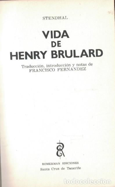 Libros: VIDA DE HENRY BRULARD. - Stendhal. - Foto 1