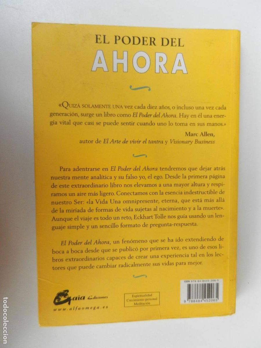 Libros: EL PODER DEL AHORA - ECKHART TOLLE - UNA GU&Iacute;A PARA LA ILUMINACI&Oacute;N ESPIRITUAL-2012 - Foto 3