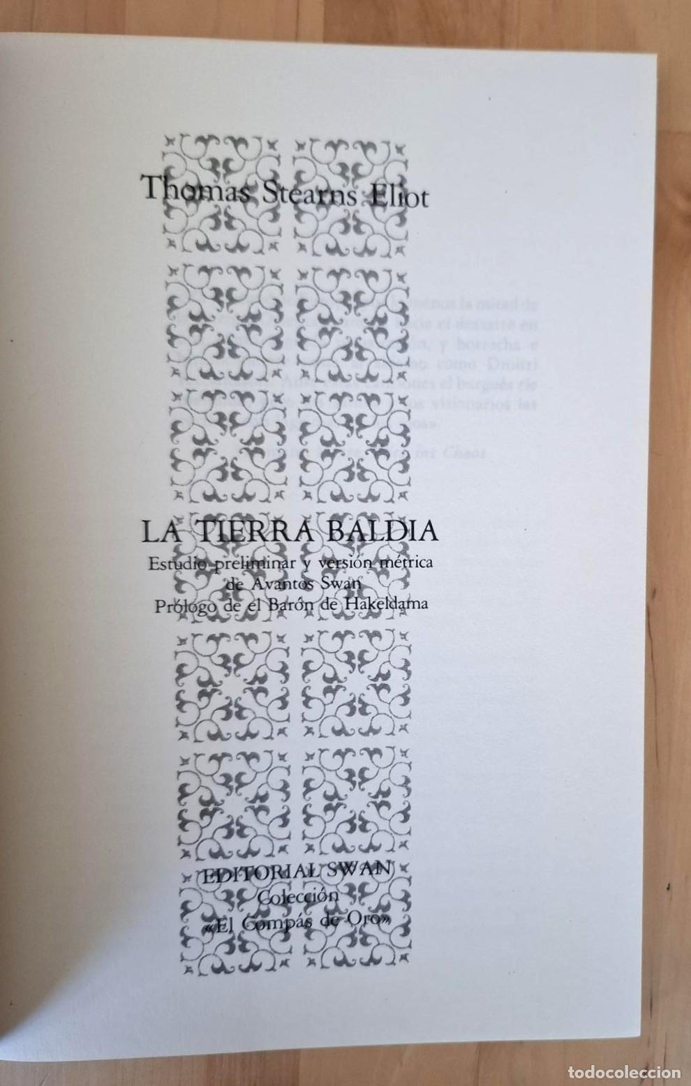 Libros: Thomas Stearns Eliot - LA TIERRA BALD&Iacute;A - Foto 3