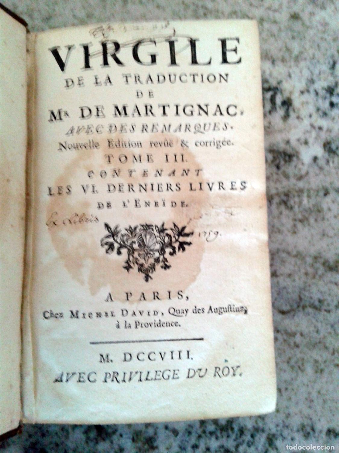 B&uuml;cher: Virgile - L ENEIDE. VIRGILE DE LA TRADUCTION DE Mr DE MARTIGNAC, avec des remarques. Nouvelle Editio