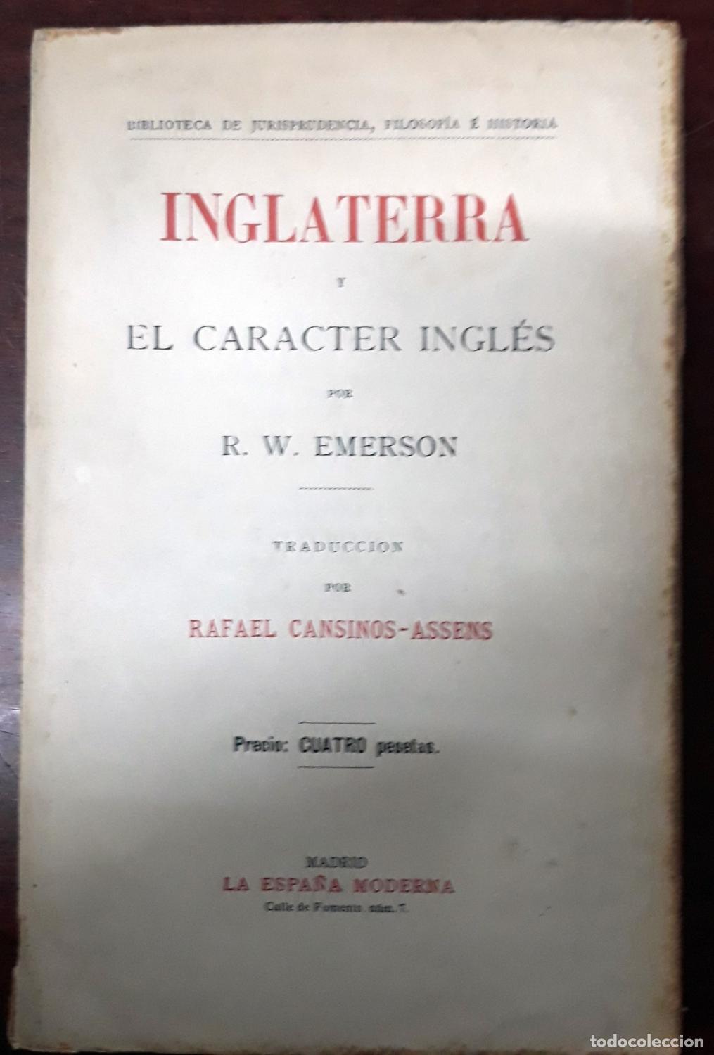 Libros: Ralph Waldo Emerson - INGLATERRA Y EL CARACTER INGLES - Foto 1