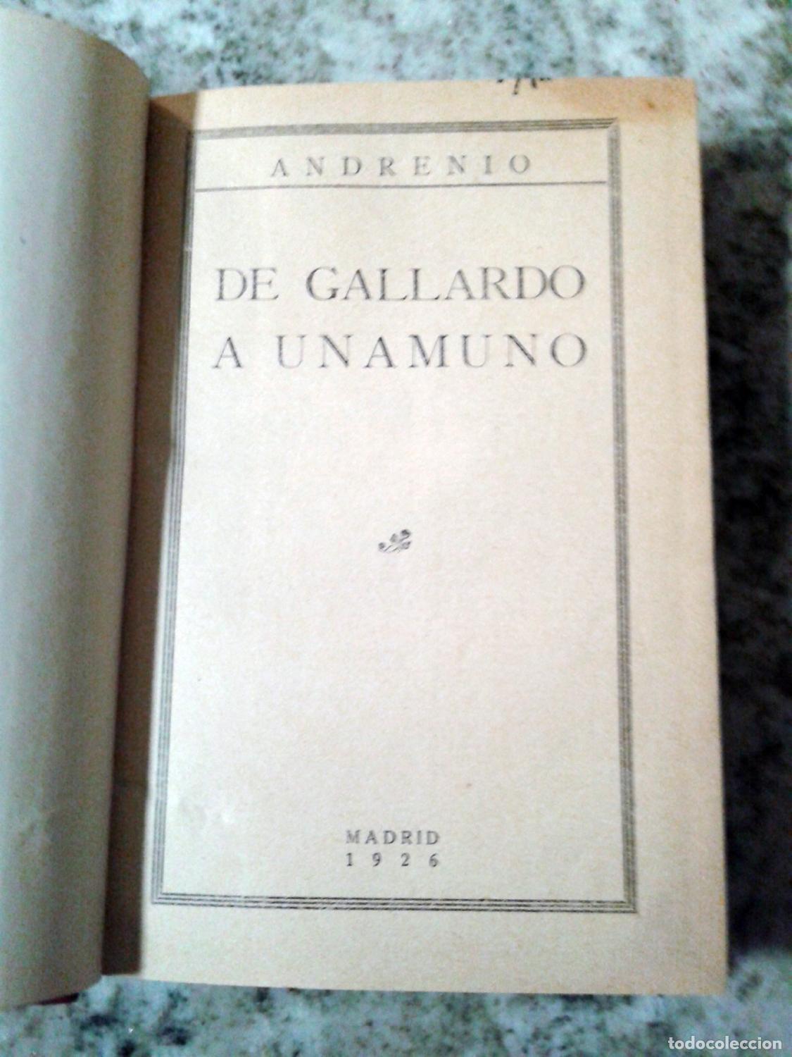 Libros: Andrenio - DE GALLARDO A UNAMUNO - Foto 3