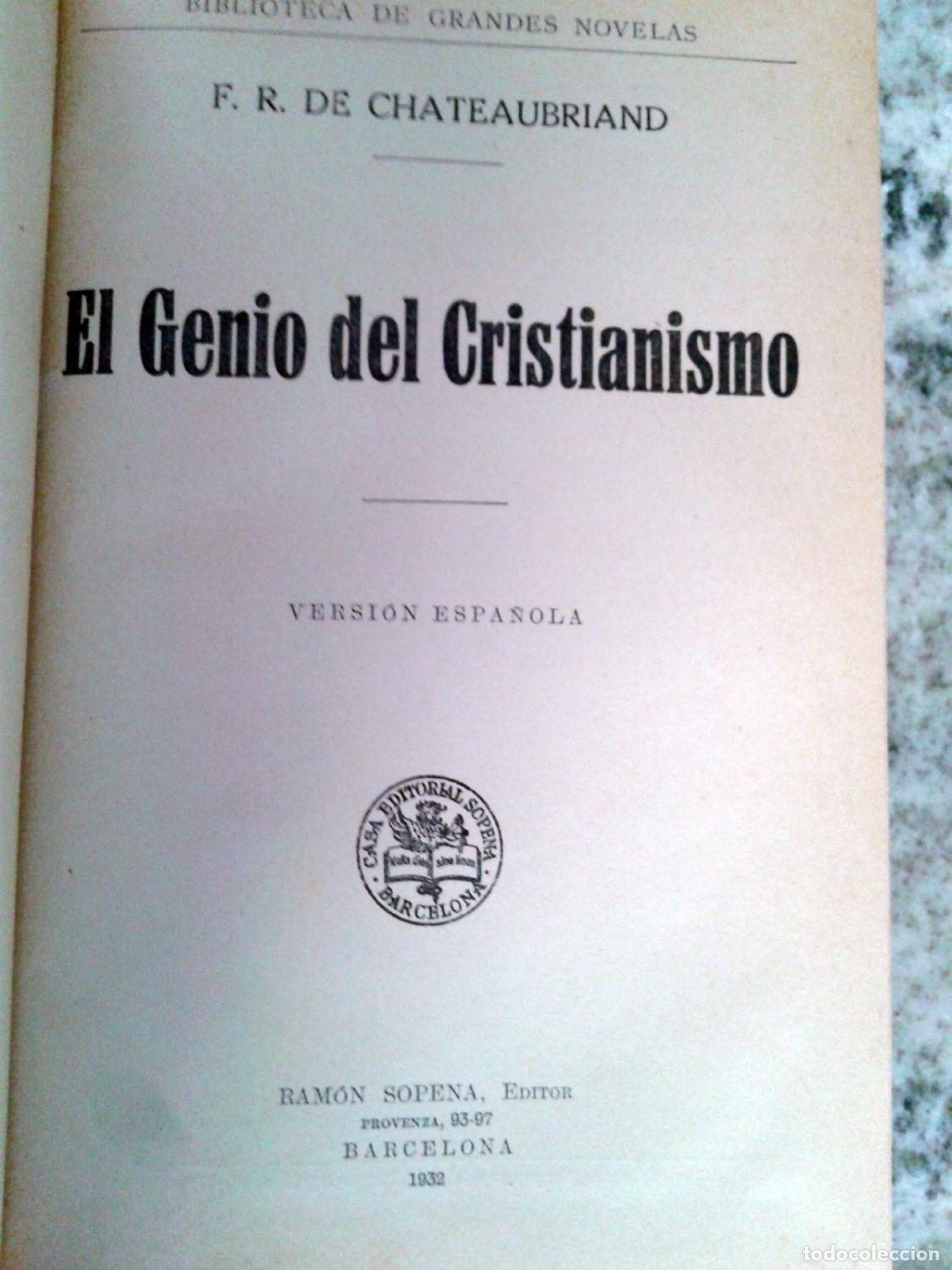 Libros: Fran&ccedil;ois-Ren&eacute; de Chateaubriand - EL GENIO DEL CRISTIANISMO - Foto 3
