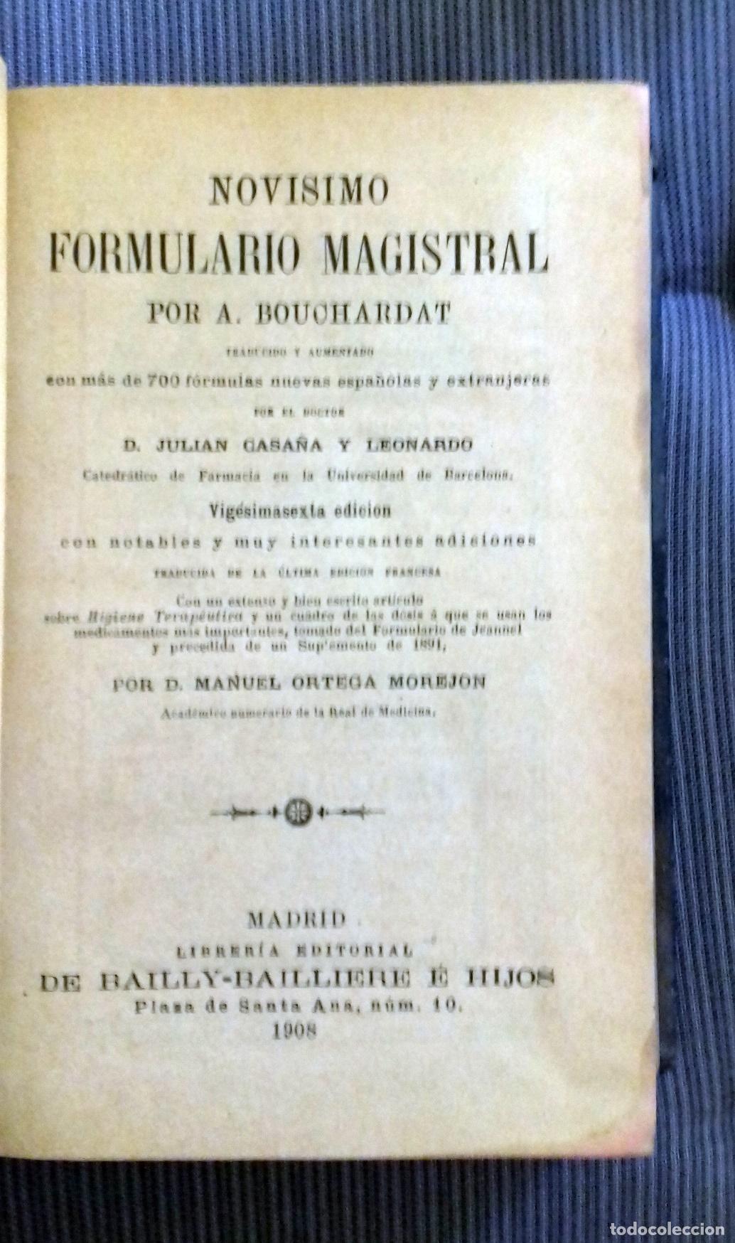 Libros: A. Bouchardat - NOVISIMO FORMULARIO MAGISTRAL - Foto 5