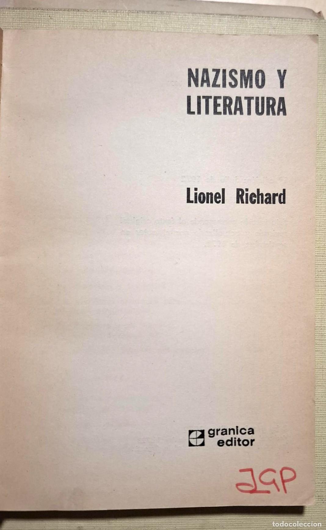 Libros: Lionel Richard - NAZISMO Y LITERATURA - Foto 4