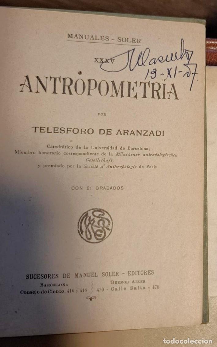Libros: Telesforo de Aranzadi - ANTROPOMETR&Iacute;A - Foto 2