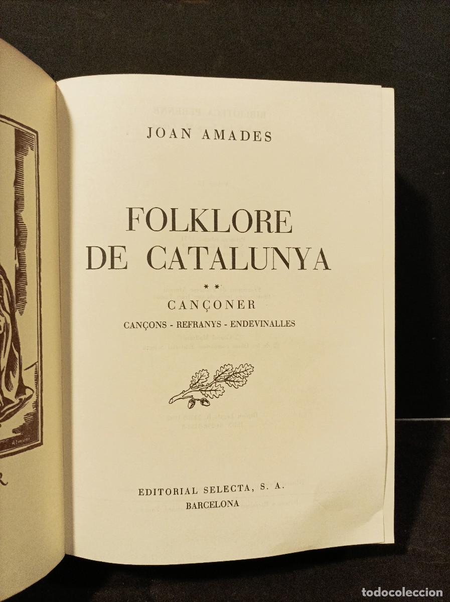 Libros: AMADES, Joan.- - Folklore de Catalunya. Can&ccedil;oner. (Can&ccedil;ons, refranys, endevinalles). - Foto 1