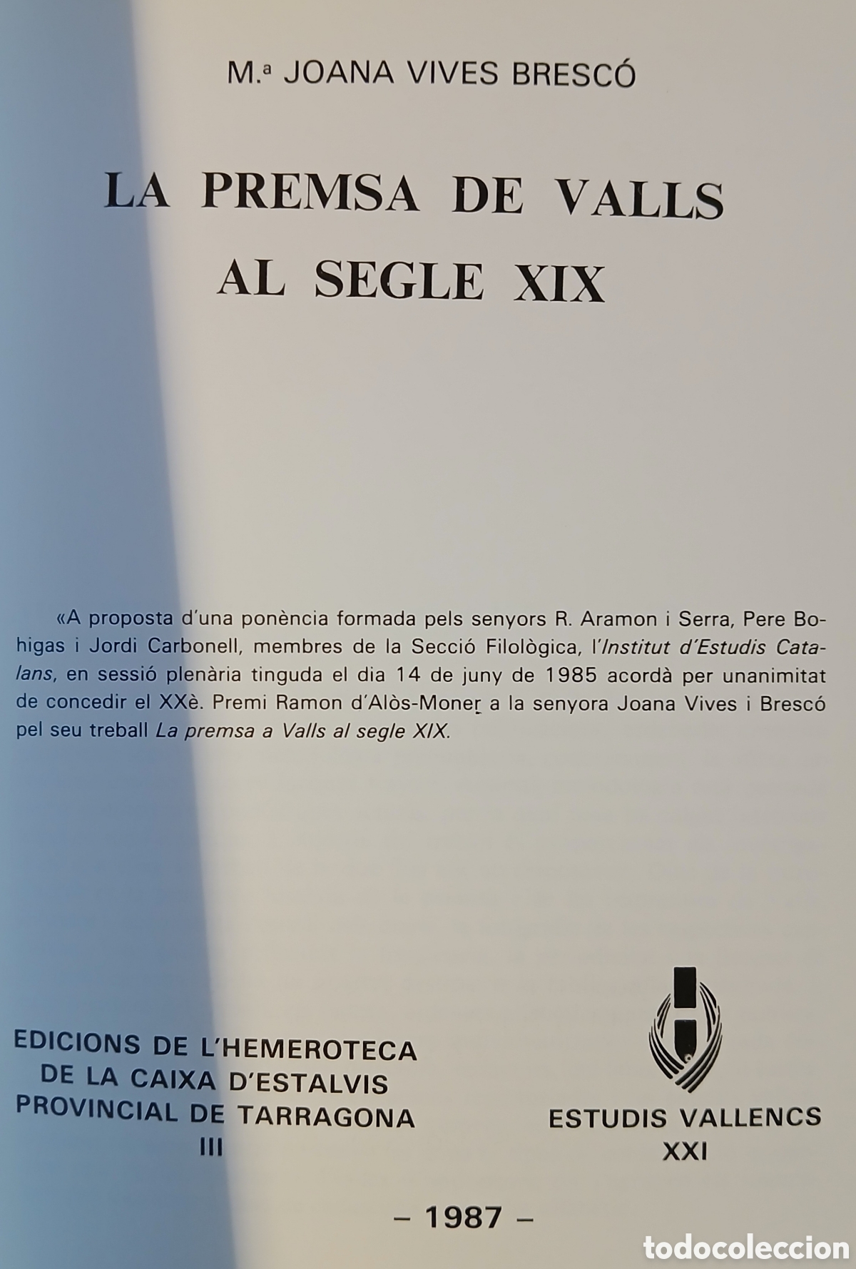 Libros: La Premsa de Valls al segle XIX - Foto 2