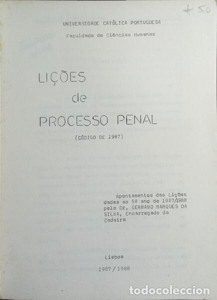 B&uuml;cher: MARQUES DA SILVA. (Germano) - LI&Ccedil;&Otilde;ES DE PROCESSO PENAL. C&Oacute;DIGO DE 1987.