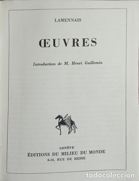Libros: ROBERT DE LA MANNAIS. (F&eacute;licit&eacute;) - OEUVRES. - Foto 1
