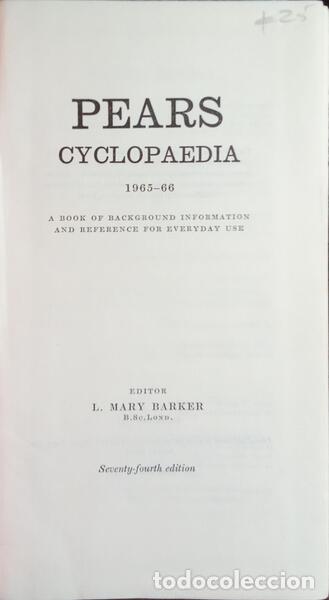 Libros: BARKER. (L. Mary) - PEARS CYCLOPAEDIA, 1965-66. - Foto 1