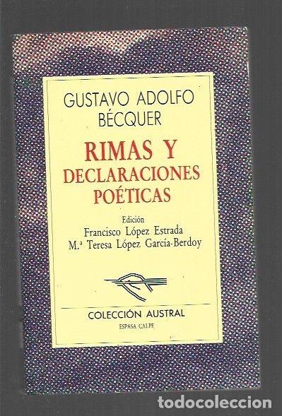 Libros: RIMAS Y DECLARACIONES POETICAS - BECQUER, GUSTAVO ADOLFO - Foto 1