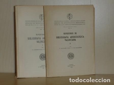 Livres: REPERTORIO DE BIBLIOGRAF&Iacute;A ARQUEOL&Oacute;GICA VALENCIANA I y II (Dos tomos) - Fletcher Valls, Domingo - E.