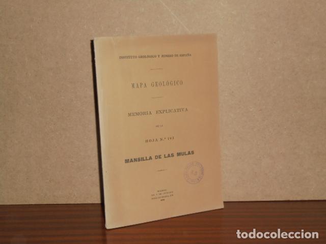 Libros: MAPA GEOL&Oacute;GICO DE ESPA&Ntilde;A - MEMORIA EXPLICATIVA DE LA HOJA N&ordm; 195 - MANSILLA DE LAS MULAS - VV. AA.