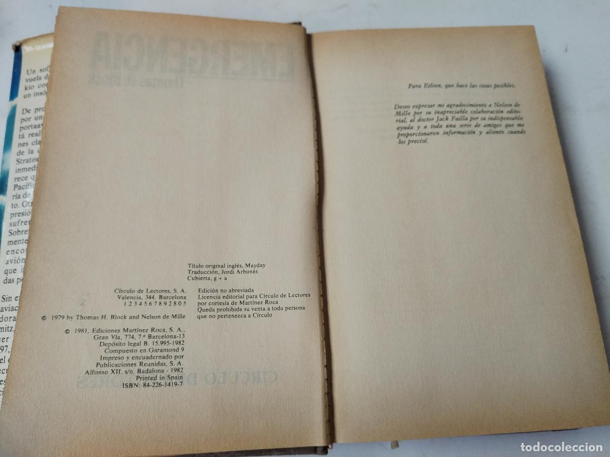 Libros: EMERGENCIA, THOMAS H. BLOCK 1979, LIBRO ANTIGUO -C126 - Foto 5