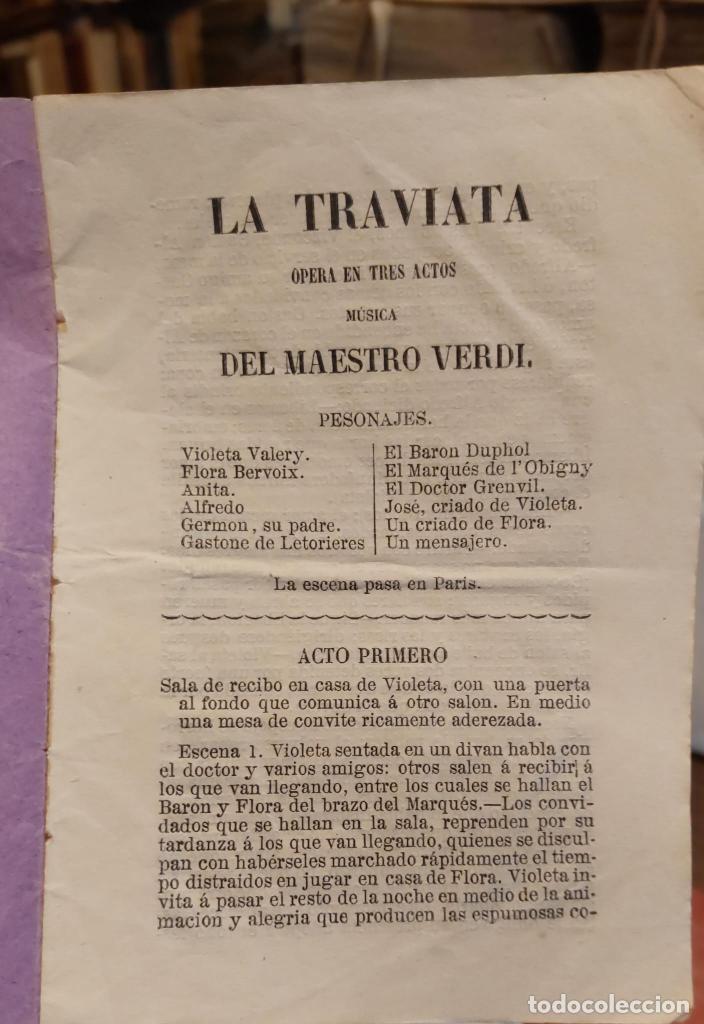 Libros: LA TRAVIATA Opera en tres actos. M&uacute;sica del maestro Verdi. - VERDI.