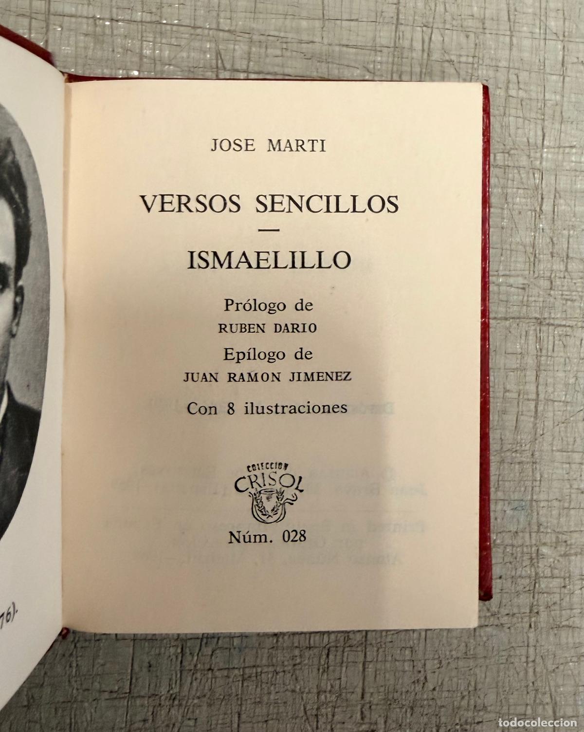 Libros: VERSOS SENCILLOS - ISMAELILLO (Crisol&iacute;n 28). - MART&Iacute;, JOS&Eacute;. - Foto 2