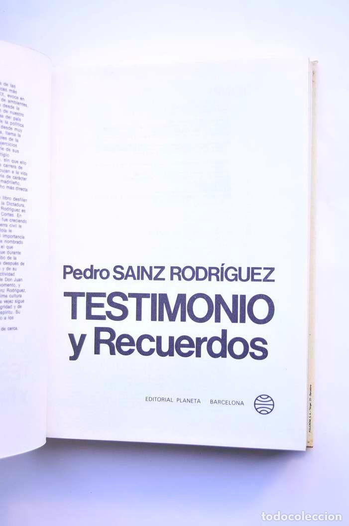 Libros: Testimonio y recuerdos - SAINZ RODR&Iacute;GUEZ, Pedro - Foto 3
