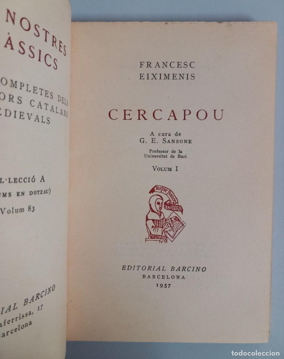 Libros: Cercapou. (Volum I). - EIXIMENIS, Francesc: - Foto 6