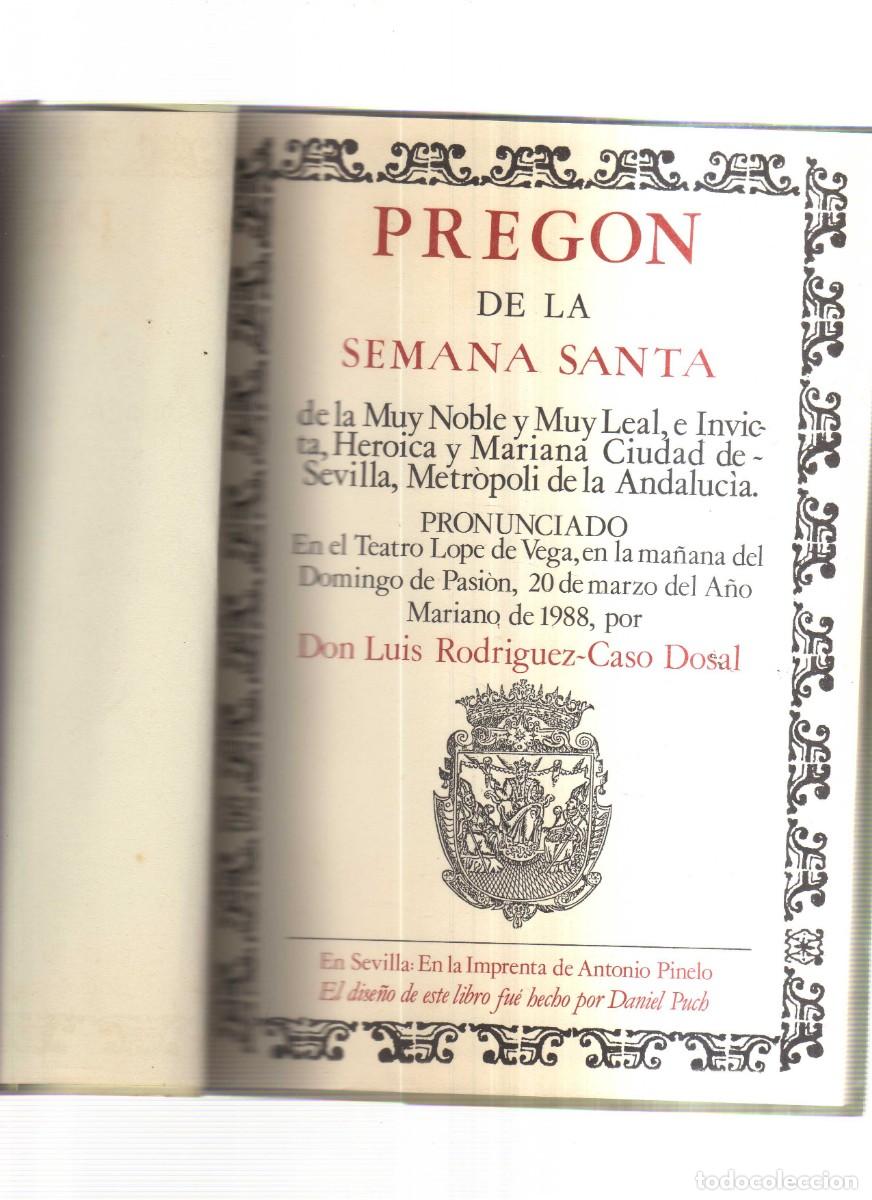 Libros: PREGON DE LA SEMANA SANTA DE SEVILLA 1988 - Foto 2
