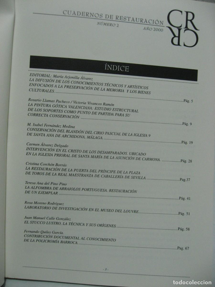 Libros: CUADERNOS DE RESTAURACI&Oacute;N. N&Uacute;MERO 2. A&Ntilde;O 2000 - Foto 2