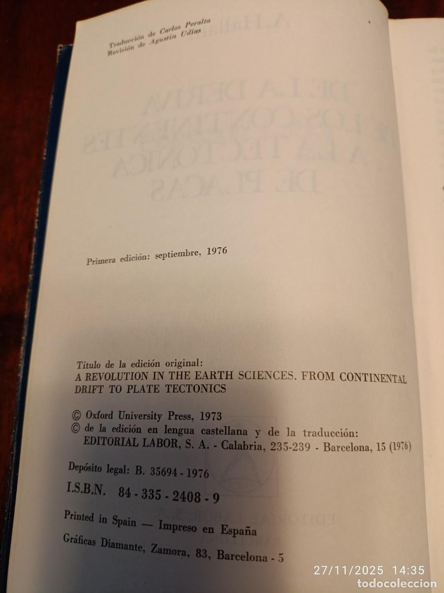 Libros: De la deriva de los continentes a la tect&oacute;nica de placas. A. Hallam - Foto 4