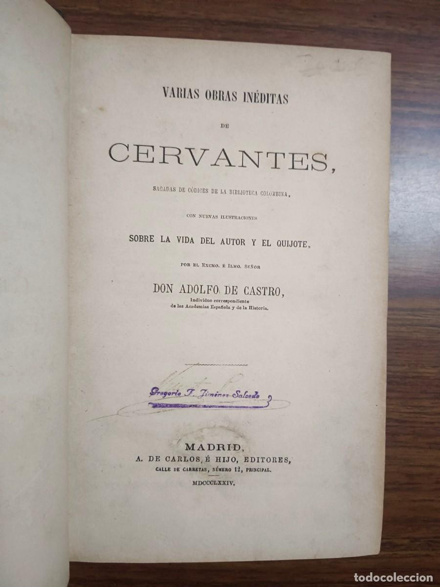 Libros: VARIAS OBRAS INEDITAS DE CERVANTES - Adolfo de Castro