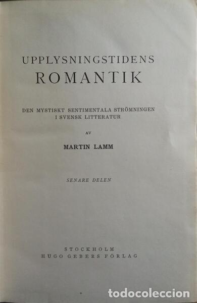 Libros: LAMM. (Martin) - UPPLYSNIN GSTIDENS ROMANTIK. - Foto 1