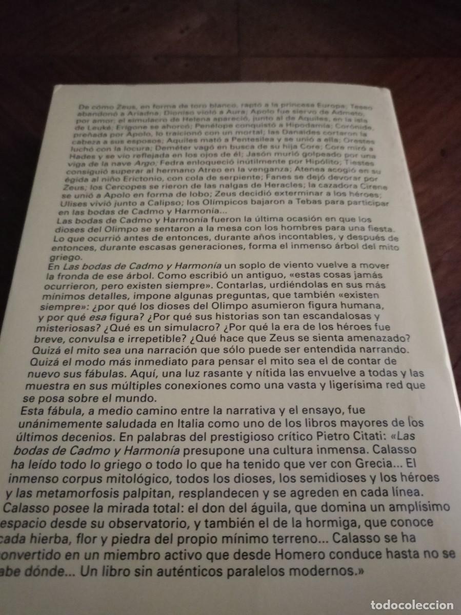Libros: Las bodas de Cadmo y Harmon&iacute;a. Calasso, Roberto. Editorial Anagrama - Foto 3