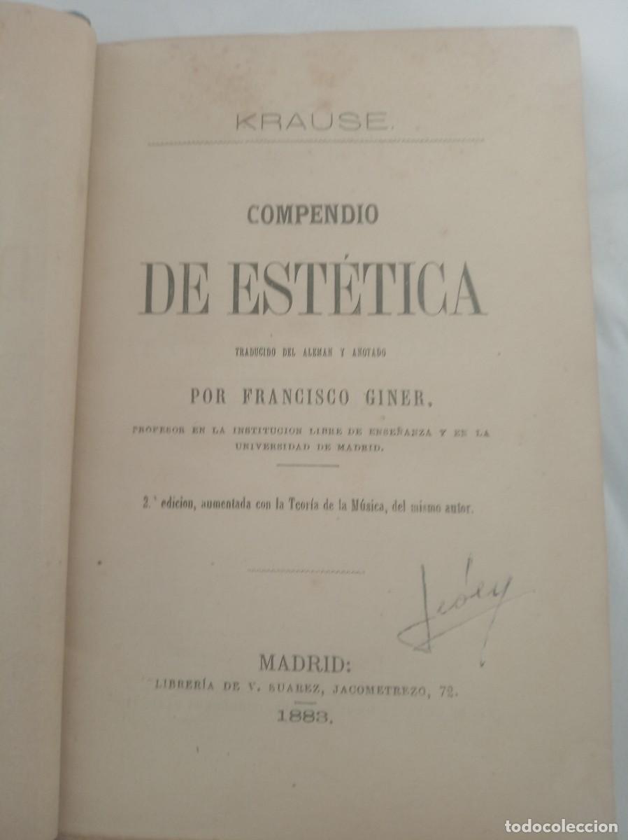 Libros: COMPENDIO DE ESTETICA ( KRAUSE ) - Foto 2