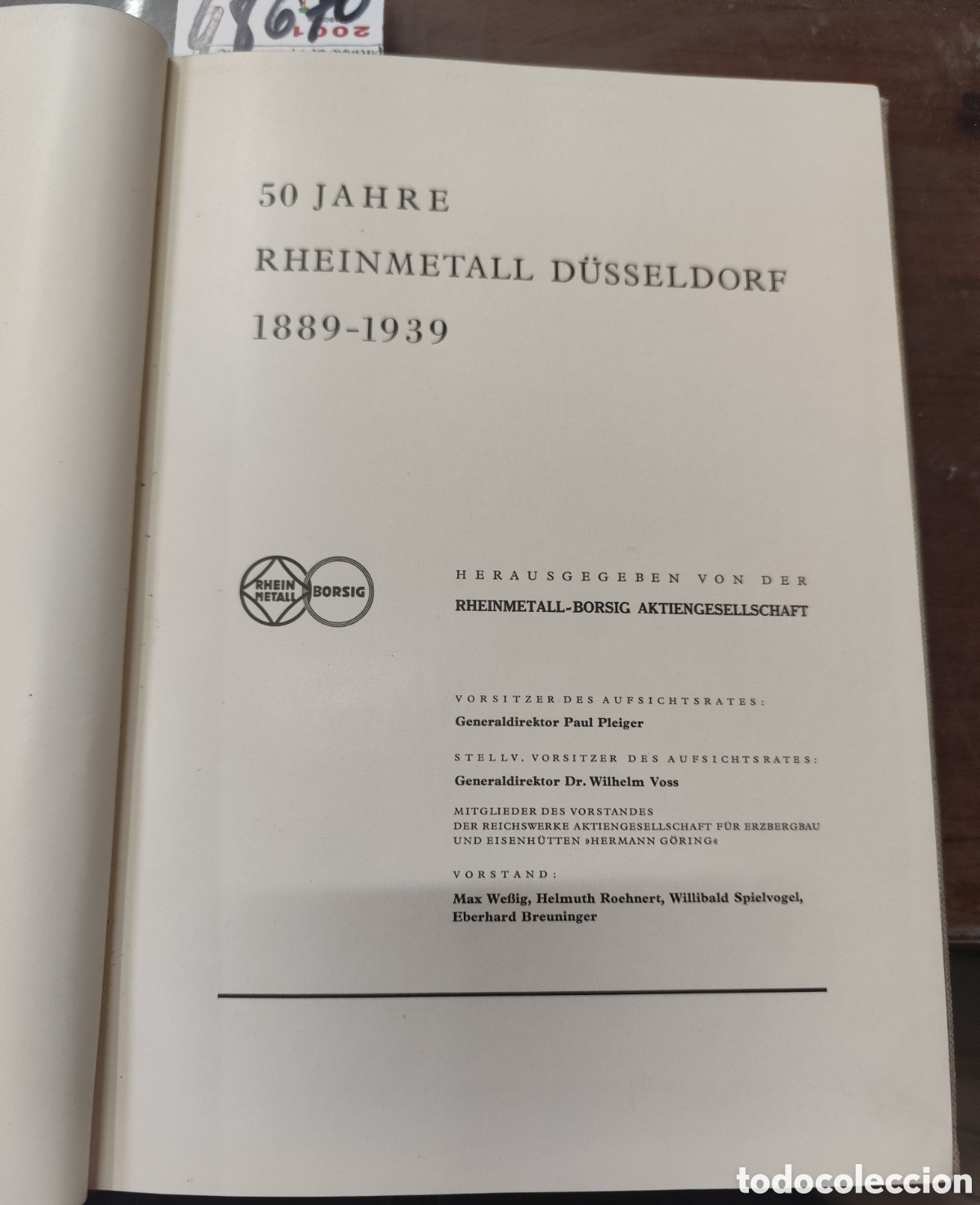 Libri di seconda mano: 50 JAHRE RHEINMETALL D&Uuml;SSELDORF 1889-1939. Monograf&iacute;a 50 aniversario de la f&aacute;brica de artiller&iacute;a y a